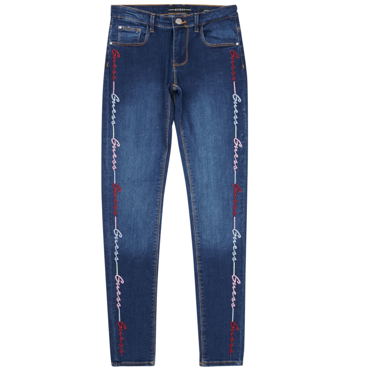 Guess DENIM SKINNY EMBROIDER Modrá