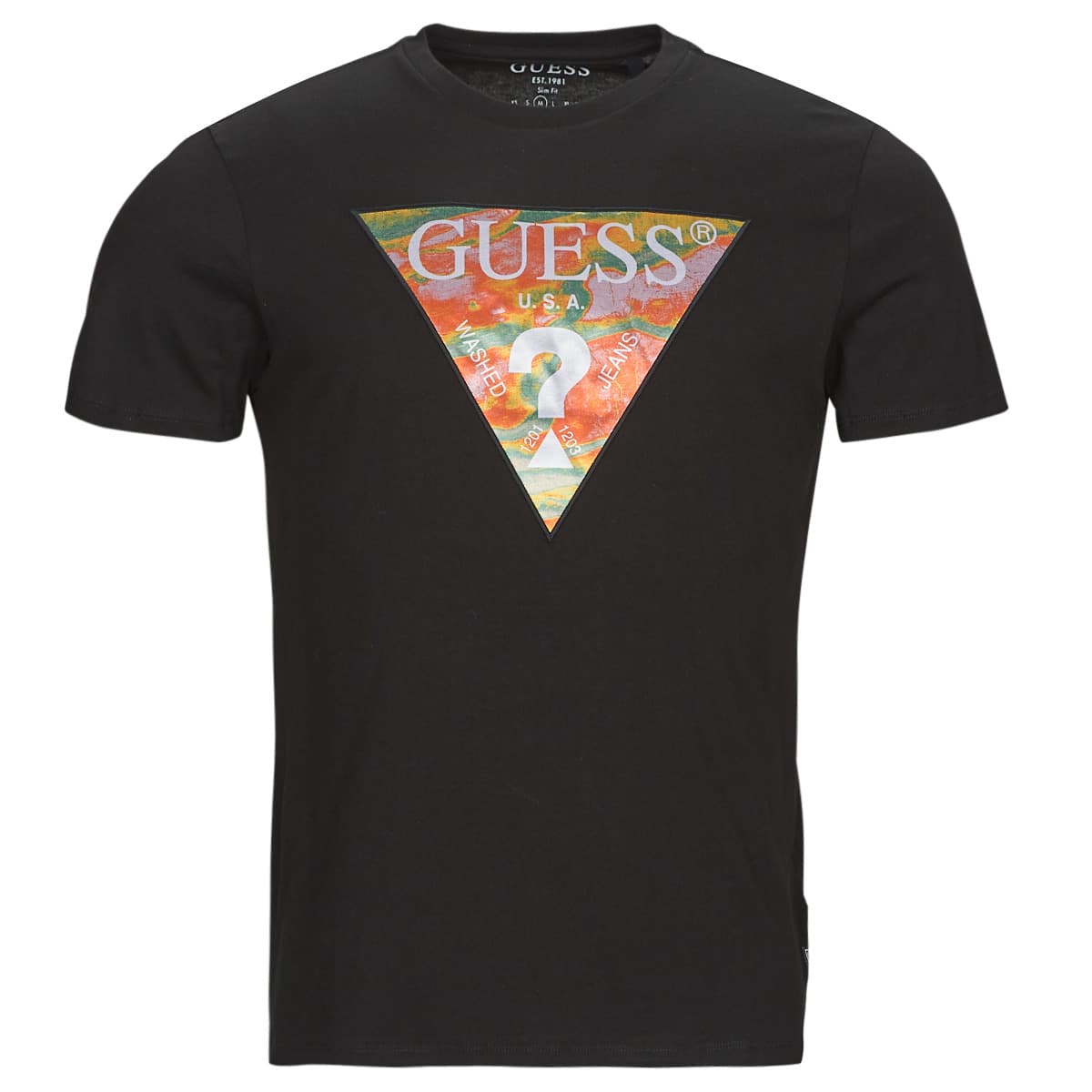 Guess SS BSC ABSTRACT TRI LOGO TEE Černá