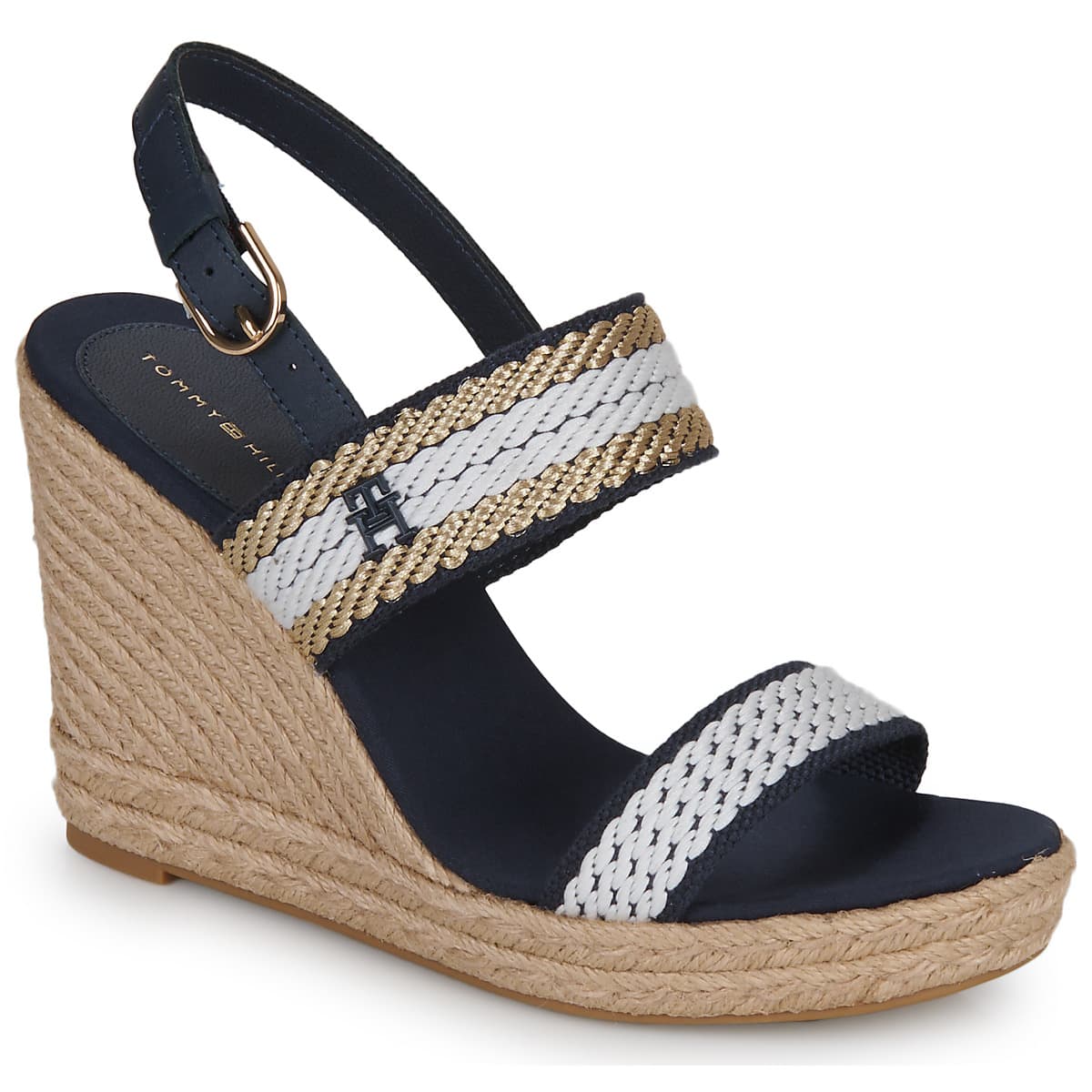 Tommy Hilfiger GOLDEN WEBBING WEDGE Tmavě modrá