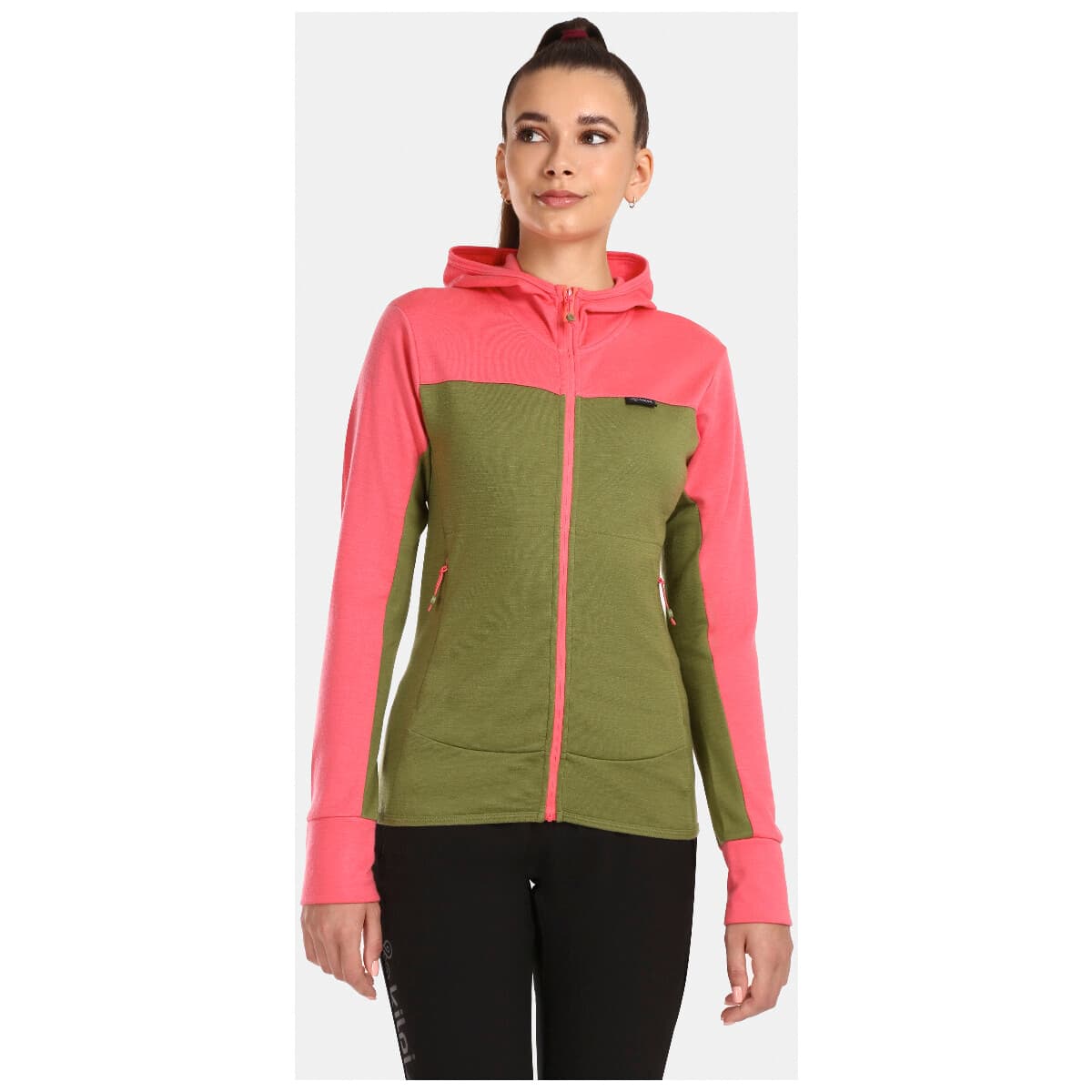 Kilpi Dámský svetr z merino vlny s kapucí WOLIE-W Růžová